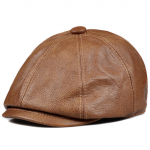 S&uuml;gis/Talvine Ehtne Nahast Baret: Meeste kaheksanurkne veisenahast newsboy m&uuml;ts, nokaga maalikunstniku m&uuml;ts, Korea stiilis, naiste trendikas m&uuml;ts. XXL (59-60cm) Adjustable pruun/kollane