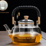 K&otilde;rge temperatuurikindlast klaasist teekann: Elektriline keraamiline pliit veekeetja aurutamiseks ja keetmiseks, suure mahutavusega.
