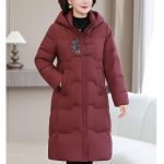 Pluss-suuruses XL-6XL keskealiste naiste sulejoped, talvised pikad parkad, kapuutsiga elegantsed lahtised paksud soojad sulejoped, naiste mantlid 6XL fuksia