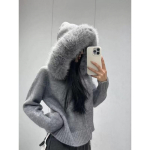 S&uuml;gis Talv &Uuml;hev&auml;rviline Vabaaja Moodne Kapuutsiga Kampsun Naistele Vintage T&otilde;mblukuga Kudumise Mantel &Uuml;ler&otilde;ivas Kardigan Topp onesize valge