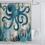 Keskkonnas&otilde;bralik merikilpkonna kaheksajala du&scaron;ikardin, valmistatud pehmest pol&uuml;esterkiust ja lihtsasti paigaldatavate konksudega Octopus,150*180cm/59*70.8in