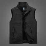 Four Seasons meeste vest &otilde;huke isa varrukateta p&uuml;stkrae, mitme taskuga kiiresti kuivav vest suure suurusega vest 5XL must