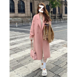 Kahepoolne ka&scaron;miirjak naistele S&uuml;gis ja talv Uus Korea versioon L&otilde;tv keskmise pikkusega Hepburni villane mantel 4XL gray
