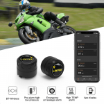 Mootorratta TPMS 2 v&auml;lise anduriga Bluetooth-&uuml;hilduv 4.0 5.0 Android/IOS Rehvir&otilde;hu j&auml;lgimiss&uuml;steem Motorcycle TPMS