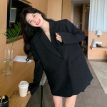 Must bleiser naiste kevade ja s&uuml;gise uus vaba vabaaja &uuml;likond XL must