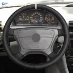Autotarvikud Interj&ouml;&ouml;r Roolikate Nahkkattega Mercedes Benz C CL E S-klassile W140 C140 W202 W210 W124 1994 red line-Red
