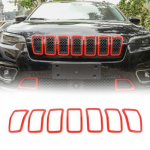 7X Front Grille erts Grill Decor Ring Cover Trim for + Jeep Cherokee Red