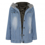 Talvine naiste jope karvase kapuutsiga, paksendatud pl&uuml;&uuml;s pikkade varrukatega taskud n&ouml;&ouml;biga suletav klapp taskud mantel l&uuml;hike t&uuml;&uuml;p tuulekindel soe teksamantel XXXL