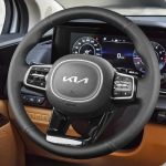 For Kia Sorento -2024 Carnival -2024 hand stitched non-slip black Leather ultrathin car Steering Wheel Cover Black line style