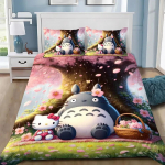 Anime tekikott padjap&uuml;&uuml;r voodipesu komplekt T-TotoroS Kawaii T&auml;iskasvanud Poiss T&uuml;druk Magamistoa kaunistus Lapsed &Uuml;he- ja Kahekohaline Suur suurus EU Single(135*200cm)3pcs