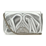 Alexander McQueen Logo H&otilde;bedane Viimistlus &Otilde;&otilde;nes Metallist Lukk Nahast Crossbody &Otilde;lakott V&auml;ikesed Naiste Kotid 757375-1BL0I-1400 Basic Set (Bag+Dust Bag)