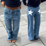 Y2k Vintage T&auml;hemustriga teksap&uuml;ksid Naistele Harajuku L&otilde;dvad Sirged Denim P&uuml;ksid Ameerika Retro Kottis T&auml;navastiil P&uuml;ksid L