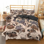 3D Multikas Mopsikoer Voodipesu Komplekt Armas Kodu Lemmikloom Kutsikas Muster Tekikott Kuningas Kuninganna Suurus Armas Loomateema Pehme Tekikott 70x133cm 2pcs