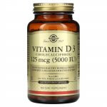 Solgar, D3-vitamiin (kolekaltsiferool), 125 mcg (5000 R&Uuml;), 240 taimekapslit
