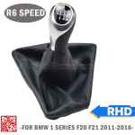 6-k&auml;iguline manuaalne k&auml;igukangi nupp ja nahkkatte komplekt K&auml;igukangi k&auml;epide kepile BMW 1. seeriale F20 F21 2011 2012 2013 2014-2016 R6 right-hand drive black