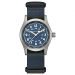Hamilton Khaki Field Mehaaniline k&auml;ekell 50M veekindel 38mm Sinine sihver Roostevabast terasest korpus Kangasrihm Meeste kellad H69439940 Blue Dial
