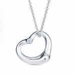 Tiffany & Co. Elsa Peretti&reg; Avatud S&uuml;da Teemant Ripatsiga Kaelakee Unisex kaelakee H&otilde;be 60030492 Box+Shopping Bag