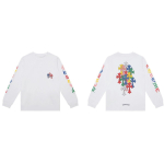 FlowStreet Y2K Uus Trendikas Mitmek&uuml;lgne Pikkade Varrukatega Pullover Retro Harajuku Hip Hop T&auml;navar&otilde;ivad Unisex L&otilde;tv R&otilde;ivas L valge