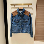 2026 Kevad/Suvi Prantsuse ni&scaron;&scaron; Lambanahast Neetidega P&uuml;stkraega Denim Jakk ja L&uuml;hikesed P&uuml;ksid YS058 Large beige