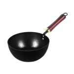 Vasarakujulise tekstuuriga mini wok-pann ilma katteta, mittenakkuv, lame p&otilde;hjaga pann elektri-, induktsioon- ja gaasipliidile 20cm A black