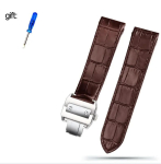 Kella rihm Cartier Santos 100 meestele ja naistele Kvaliteetsed veisenahast rihmad Kokkupandav pannal Ehtne nahast kella rihm 20mm 23mm 23mm black