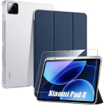 Kaitse&uuml;mbris + Karastatud Klaas Xiaomi Pad 8 / 8 Pro jaoks, Tugevdatud Kaitse Styluse Hoidikuga - Tumesinine sinine