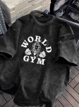 World Gym Gorilla T&otilde;stab Raskusi T-s&auml;rk Vintage Happepesu Fitness Graafilised T-s&auml;rgid &Uuml;lem&otilde;&otilde;dulised Topid Harajuku Graafilised T-s&auml;rgid S