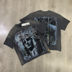 STREETRICH Streetwear Vintage Pesitud Teemant L&uuml;hike T-s&auml;rk Meestele &Uuml;mmargune Kaelus L&uuml;hike Varrukas L&otilde;tv Puuvillane Kivist T-s&auml;rgid &Uuml;lem&otilde;&otilde;duline XL gray