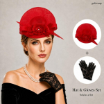 2 tk Naiste lille-sulgedega Fascinator M&uuml;tspitskinnaste Komplekt Elegantne Peakate Pulma pruuditee kokteilipidude jaoks 2PCS punane