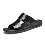 Saabuvad Meeste Nahast Sandaalid Pehmed Slip-On Tuhvlid Mugavad &Otilde;ues Pooljalan&otilde;ud Vaba Aja Jalutusk&auml;ik Rannakingad Vee Kingad 37 black