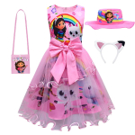 Laste Gabby kost&uuml;&uuml;m m&uuml;tsi, koti, peapaela, G-Gabbys-Dollhouse riiete, Mercat kleidi, loomade, naeratava kassi, auto, Gaby t&uuml;druku kleidiga 120(5-6Years) pink