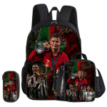 Ronaldo 3 tk komplekt Koolikott CR Jalgpalli t&auml;ht laps Seljakott Pinalikotid Koolikott L&otilde;unakott Jalgpallispordi seljakott Laste kingitus black