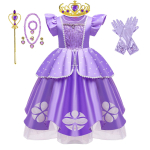 V&auml;ike Sophia Rollim&auml;ng Armas Pallikleit Sofia Kost&uuml;&uuml;mim&auml;ngu Kleit Tee Pikkus Kohev S&uuml;nnip&auml;evapeo Kleit Sisemise Printsessi rollis 7-8T(TAG 140) purple