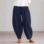 Suvised Elastsed V&ouml;&ouml;koht &Uuml;hev&auml;rvilised P&uuml;ksid Naistele Vabaaja Kotid Laiad P&uuml;ksid Elegantne L&otilde;tv Lai Jalg P&uuml;ksid Vintage Puuvillane Naeris XL sinine