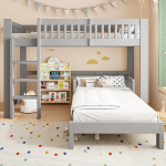 Modulaarne t&auml;ispuidust lastekomplekt 90x200 cm, Narivoodi + &Uuml;heinimesevoodi kombineeritav, Montaaživariandid, Kukkumiskaitse, &Uuml;mardatud servad, &Otilde;dede-vendade tuba, Hall 215 x 104 x 150 cm hall