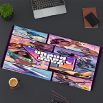 Grand Theft Auto VI Tr&uuml;kitud Hiirematt, Klaviatuurimati, S&uuml;learvuti PC-matti jaoks Kontori Kodu Kasutamiseks, Laua Dekoratsioon, T&auml;iuslik S&uuml;nnip&auml;evakingitus M&auml;nguritele 40cmx90cm
