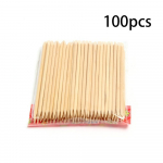 Populaarne Nail Art Orange Double Head Wood Stick Cuticle Pusher Remover pedik&uuml;&uuml;r Rhinestone t&ouml;&ouml;riist beež