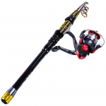 Mini-teleskoop-reisiketrav ketramisrull Sobilik mageveep&uuml;&uuml;giks bassiforelli jaoks 1.5mRod & reel