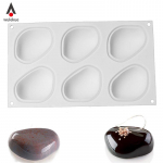 Silikoonvormid Kookide kaunistamise t&ouml;&ouml;riist K&uuml;psetusn&otilde;ud &Scaron;okolaadikoogid Elliptiline veeris kivikujuline vorm valge