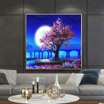 Teemantmaal puu teemantmosaiigiga T&auml;ieliku paigutusega Scenic Rhinestones Pildid Kodukaunistus 30x30CM