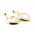 Les Tr&eacute;sors De Lily [H2607] - Boucles Plaqu&eacute; Or 'Linda' Blanc kuld