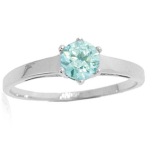 Solitaire Aquamarine h&otilde;be (roodiumiga kaetud) - &Oslash; 5 mm 52 t&uuml;rkiissinine