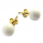 Les Tr&eacute;sors De Lily [M6721] - Boucles plaqu&eacute; or 'Mineralia' agate blanche - 8 mm valge