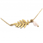 Les Tr&eacute;sors De Lily [P7906] - Collier cr&eacute;ateur acier 'Jungle' rose dor&eacute; ros&eacute; - 20x10 mm Heleroosa