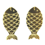 7bis [Q6089] - Boucles artisanales 'Poisson' dor&eacute; - 15x8 mm kuld