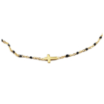 Les Tr&eacute;sors De Lily [R0224] - Disainer mustast kullast 'Cross' terasest kaelakee - 10x5 mm must