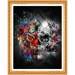 N&auml;put&ouml;&ouml; Teemantmaal Ristpistes Kolju, Skelett Teemanttikandid T&auml;is&uuml;mmargune teemantkunst 20X30CM