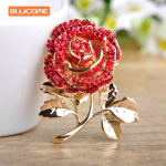 Blucome t&auml;is Austria kristallsinise roosi lilledega prossid Kuldv&auml;rvi mantel krae taim pross pulmade Boutonniere pullover Pins punane