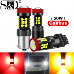 1tk T20 LED CANBUS pirn ilma h&uuml;perv&auml;lguta 7443 7440 W21/5W LED W21W P21W Py21W BAU15S BA15S BAY15D 1156 P21/5W P21/7W autotuled suunatulede tagurduslamp 1156 BAU15S PY21W punane