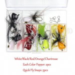 Bimoo Fly Fishing Poppers Ujuv Popper Peibutis Bluegill Bass Fishing Valge Punane Must Chartreuse Oranž #2